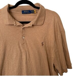Polo Ralph Lauren Mens 1XB Polo Shirt Tan Heather Short Sleeve Pony Logo 1X Big